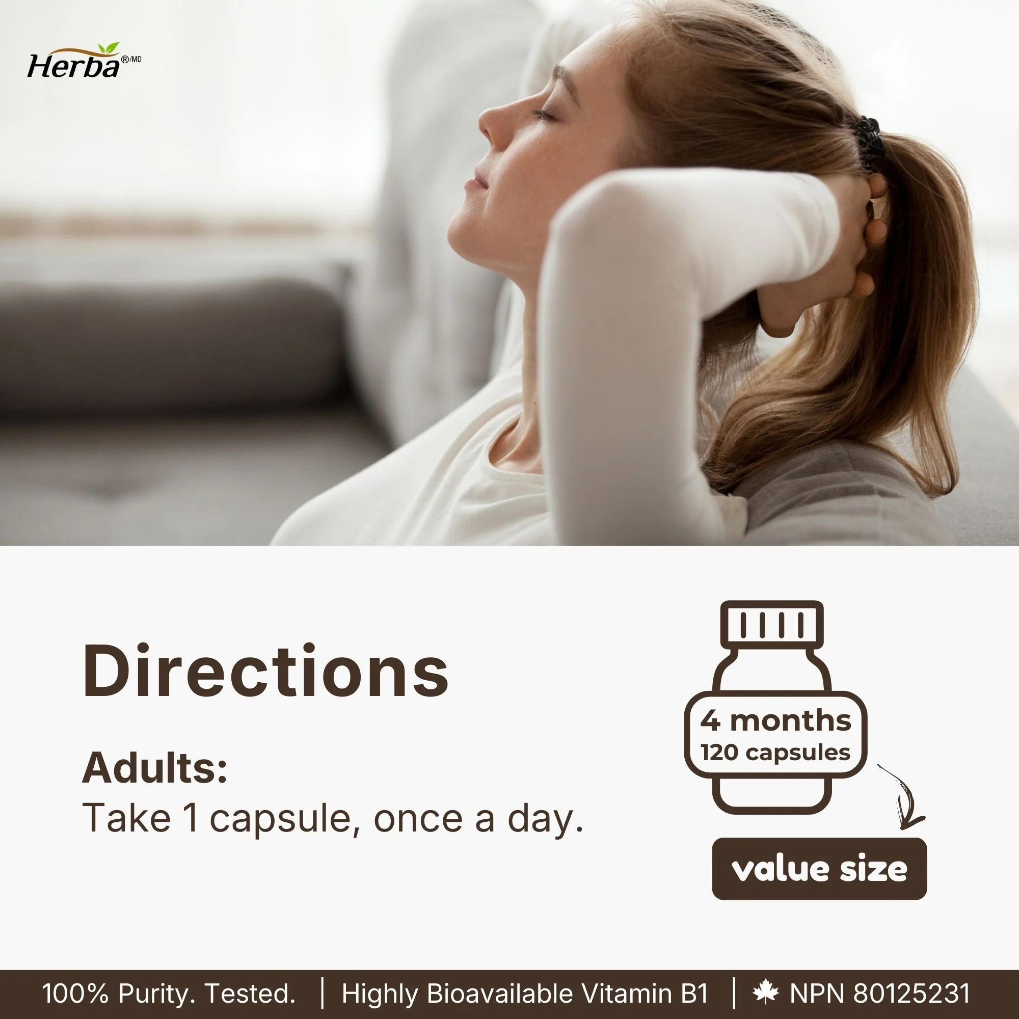 Benfotiamine 100mg - 120 Capsules | Fat Soluble Vitamin B1 | Made in Canada - Image 7