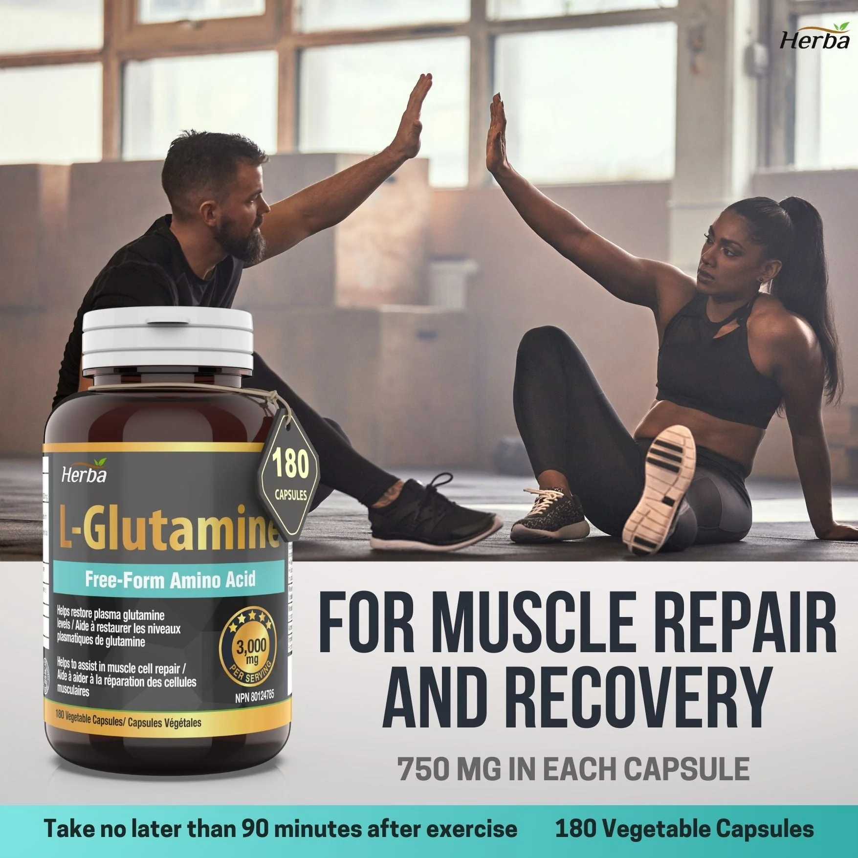 L-Glutamine Capsules 750mg – 180 Vegetable Capsules | 3,000mg Per Serving - Image 5