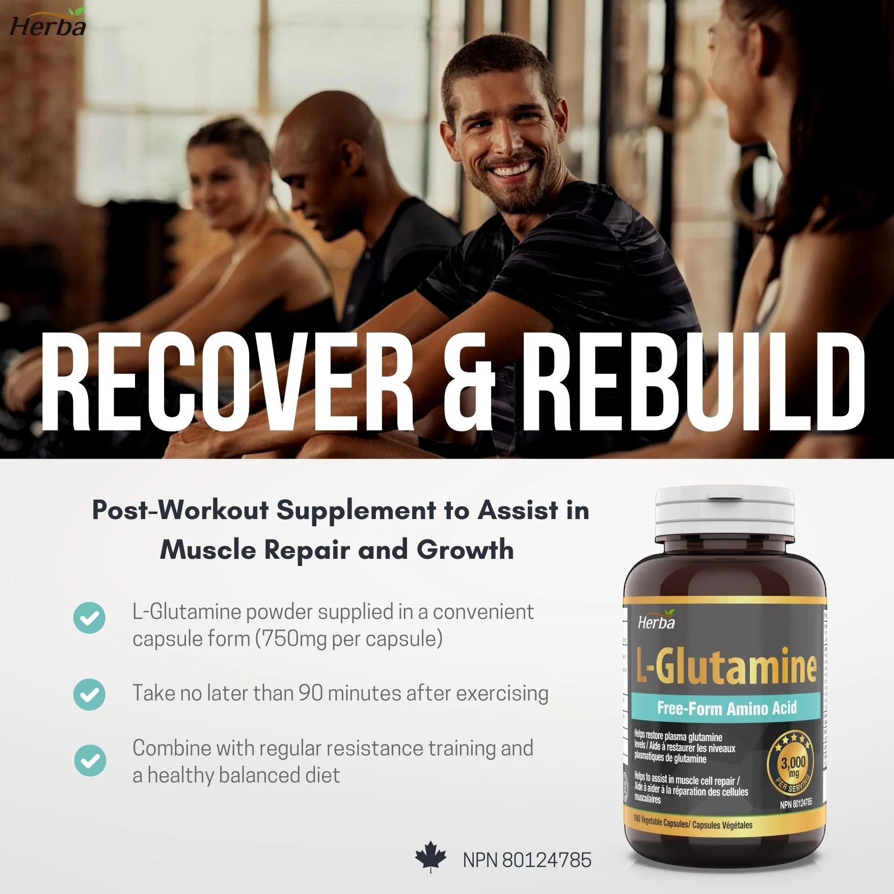 L-Glutamine Capsules 750mg – 180 Vegetable Capsules | 3,000mg Per Serving - Image 6