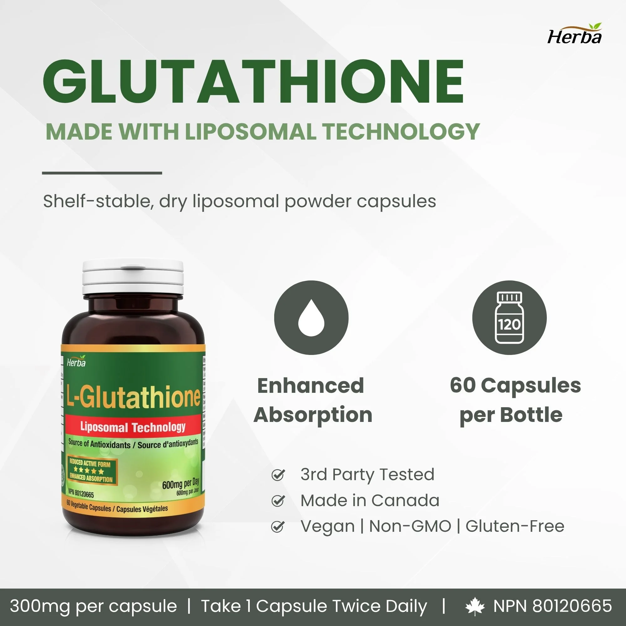 Liposomal Glutathione Supplement - 600mg Per Day | 60 Vegetable Capsules - Image 3