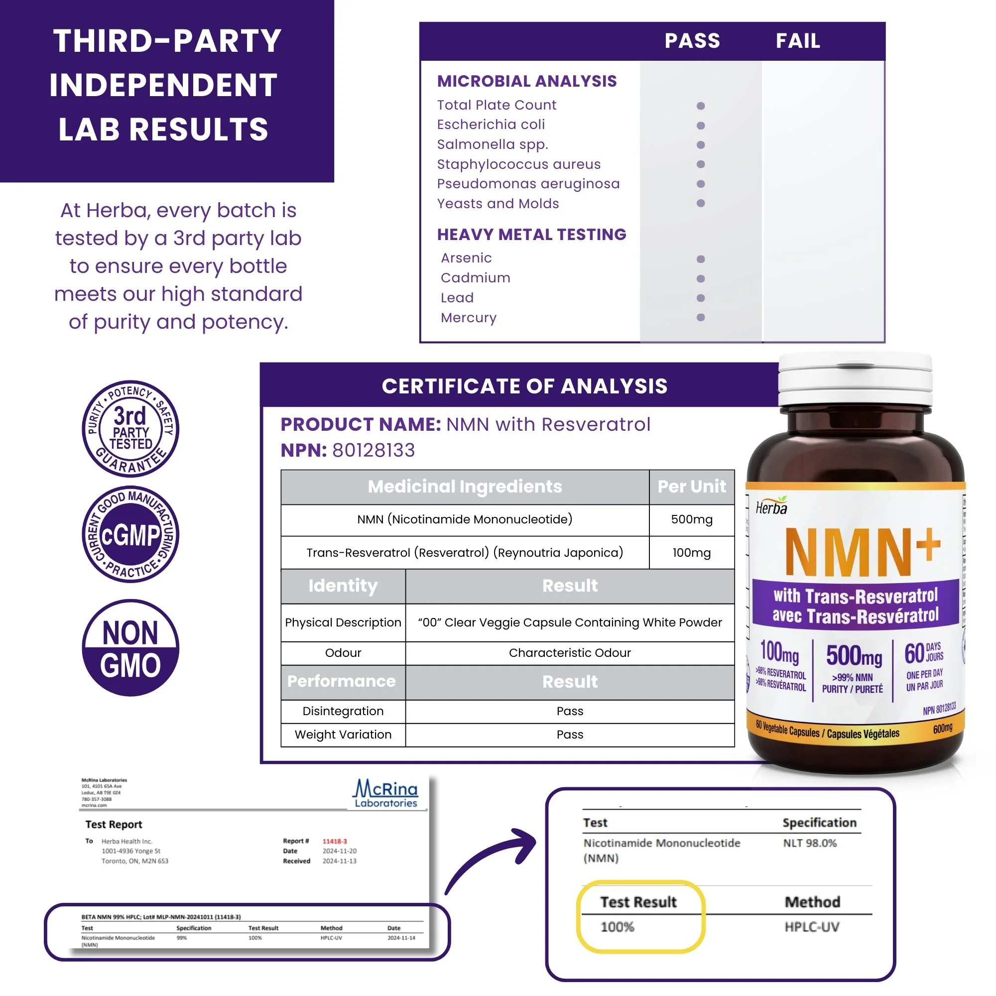 NMN Supplement + Resveratrol - 600mg | Made in Canada | 60 Vegetable Capsules - Image 8