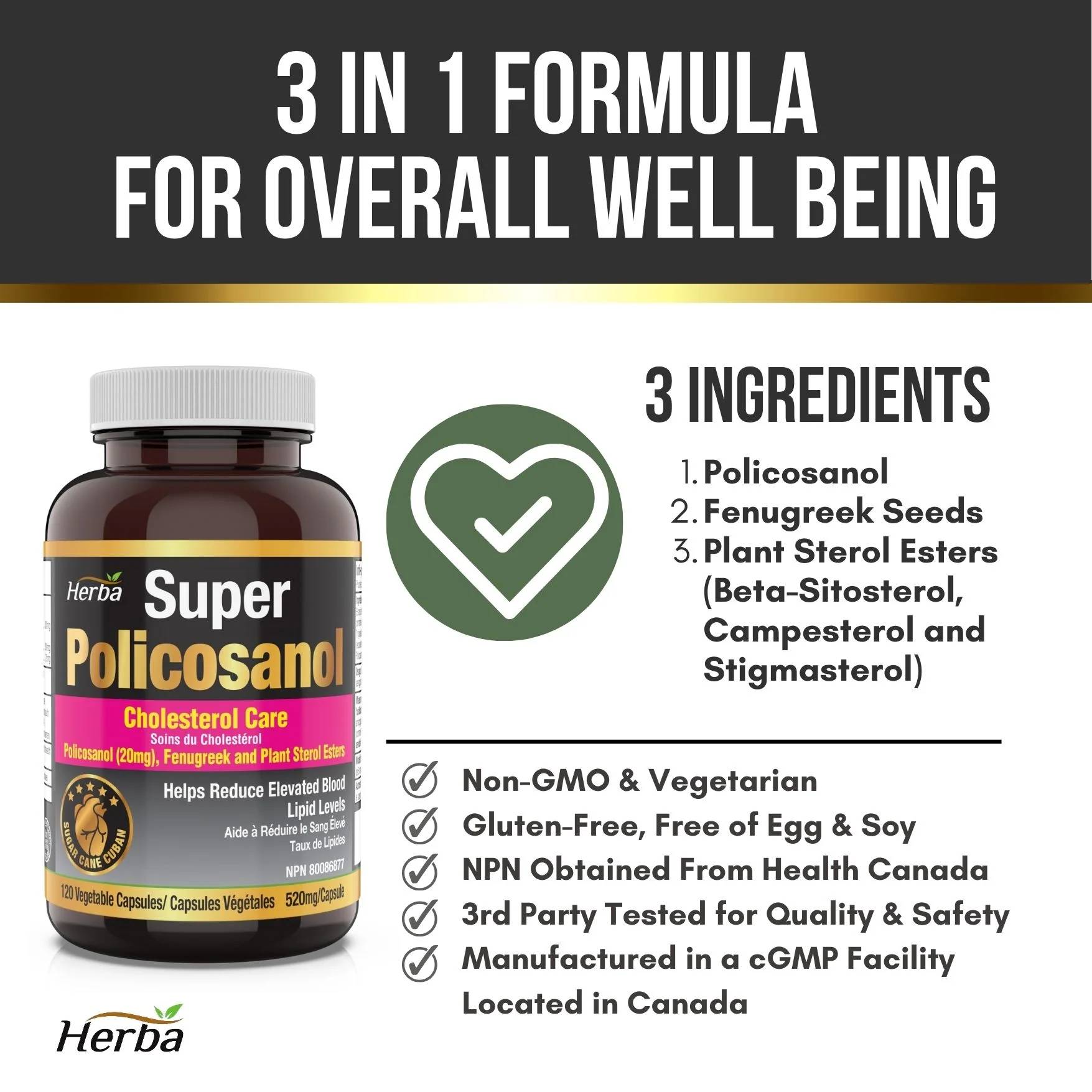 Policosanol 20mg with Fenugreek and Plant Sterol Esters - 120 Vegetable Capsules - Image 6