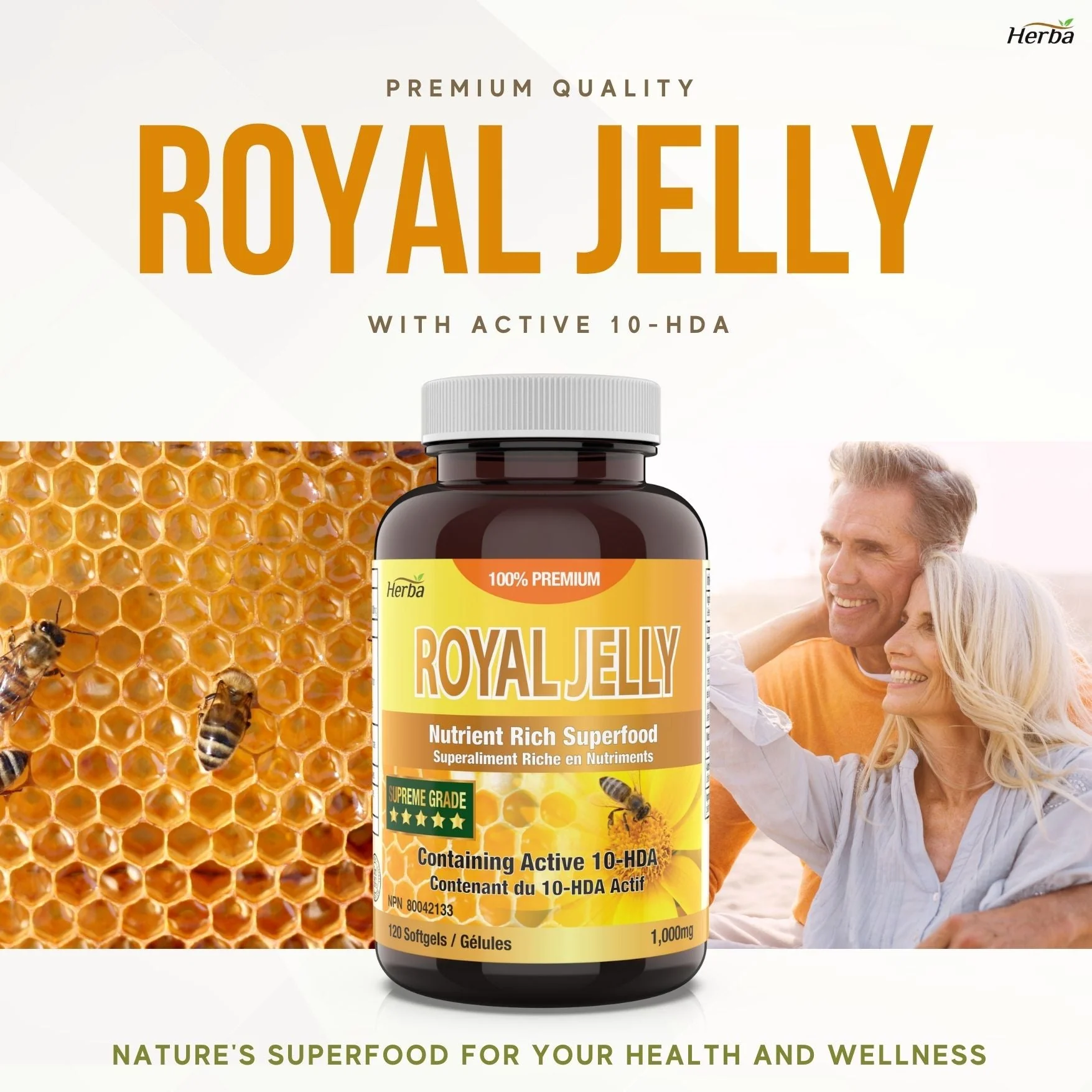 Royal Jelly Capsules 1000mg - 120 Softgels | Made in Canada - Image 3