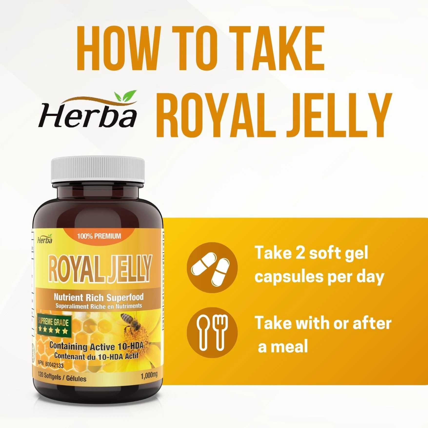 Royal Jelly Capsules 1000mg - 120 Softgels | Made in Canada - Image 5