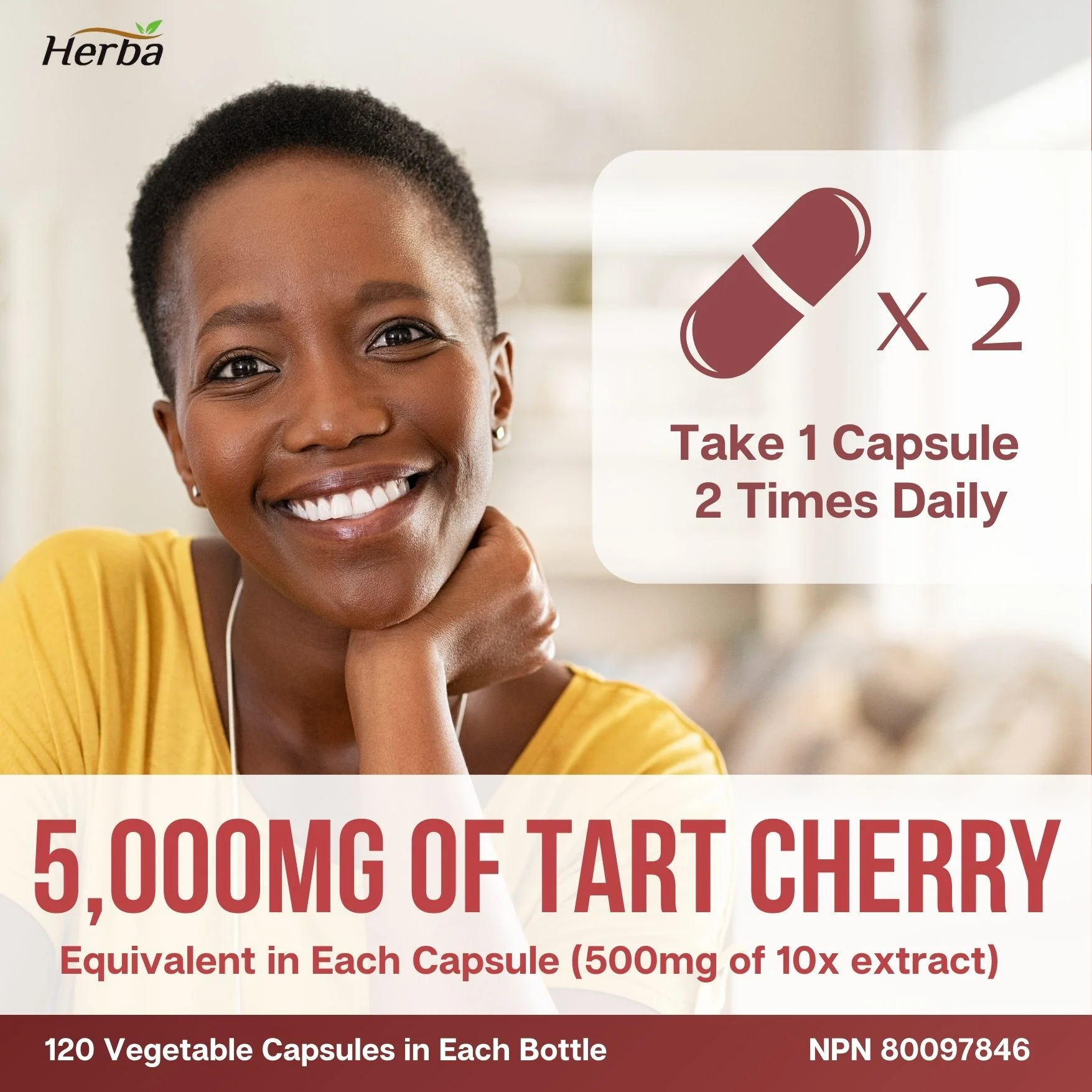 Organic Tart Cherry Extract Capsules – 120 Capsules | 10,000mg Per Day | Made in Canada - Image 4