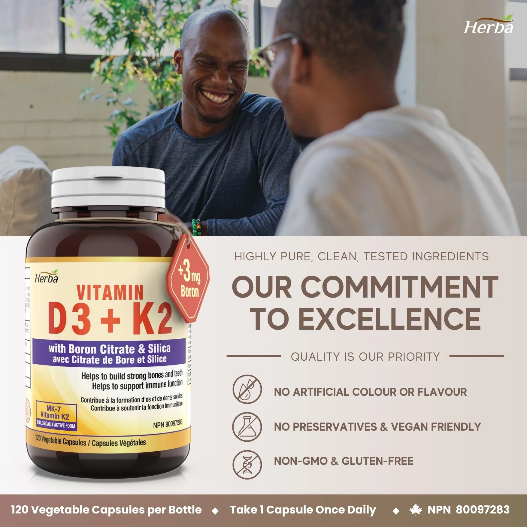 Vitamin D3 + K2 with Boron Supplement - 120 Vegetable Capsules | Vitamin K2 MK-7 and Vitamin D3 1000 IU - Image 7